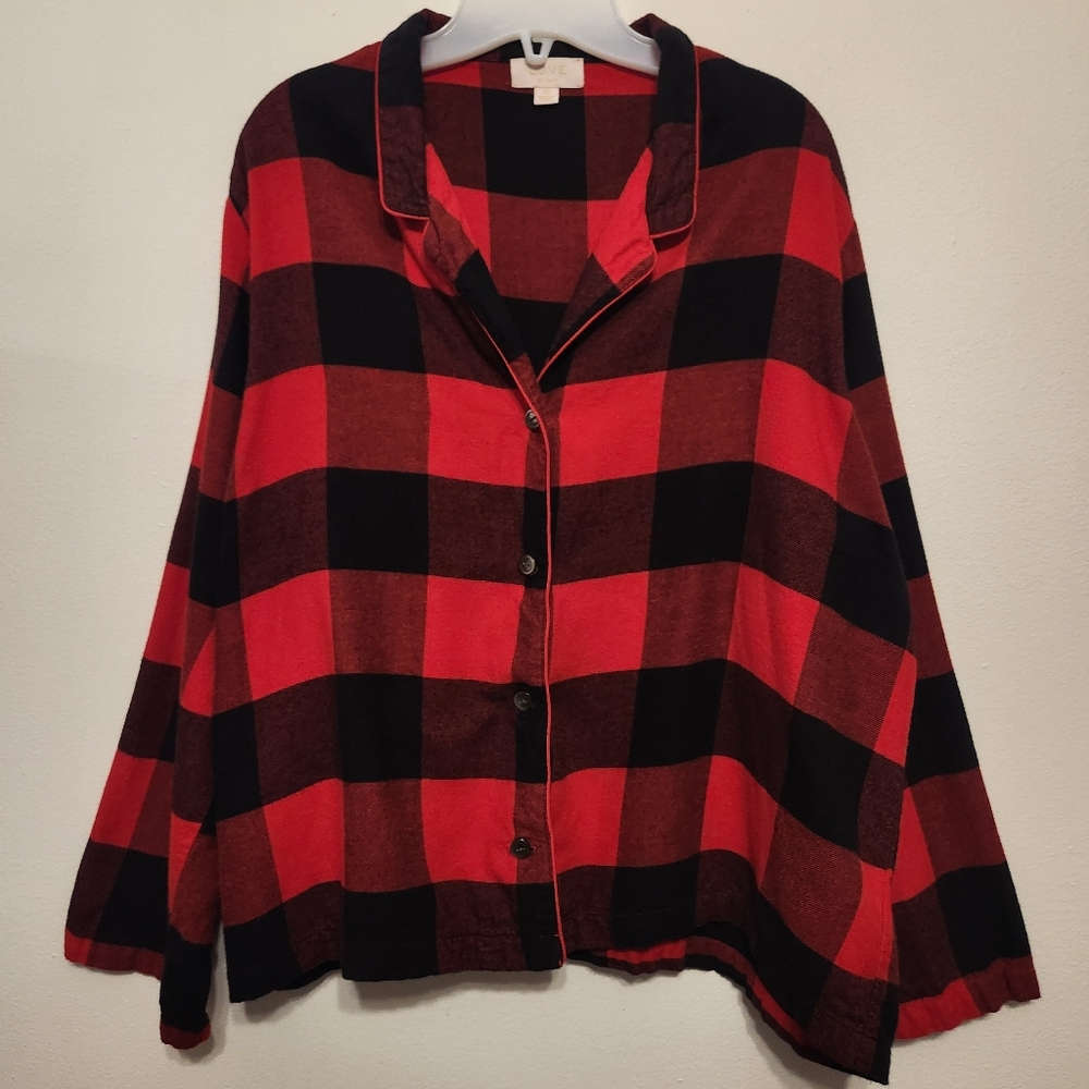 Love by Gap Plaid Red Buffalo Check Button Down